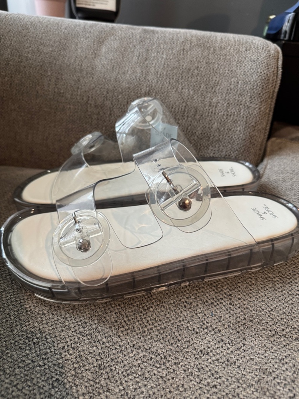 Shade & Shore Clear Double-Buckle Sandals - Picture 3 of 7